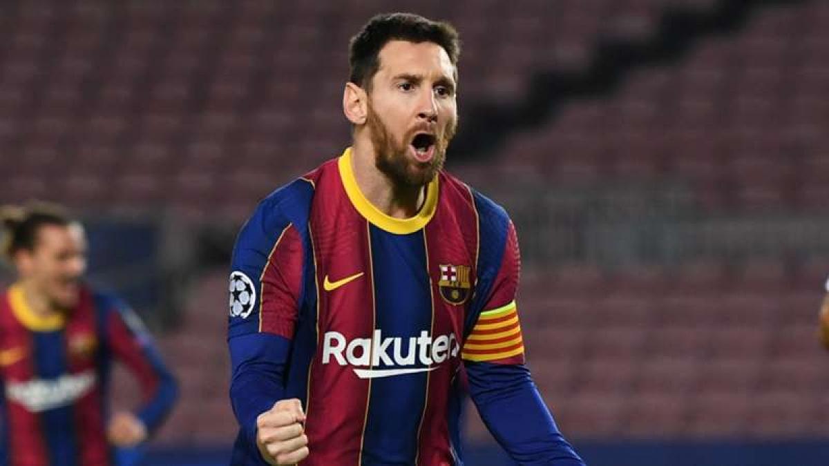 Messi ăn mừng bàn thắng vào lưới PSG (Ảnh: Getty).