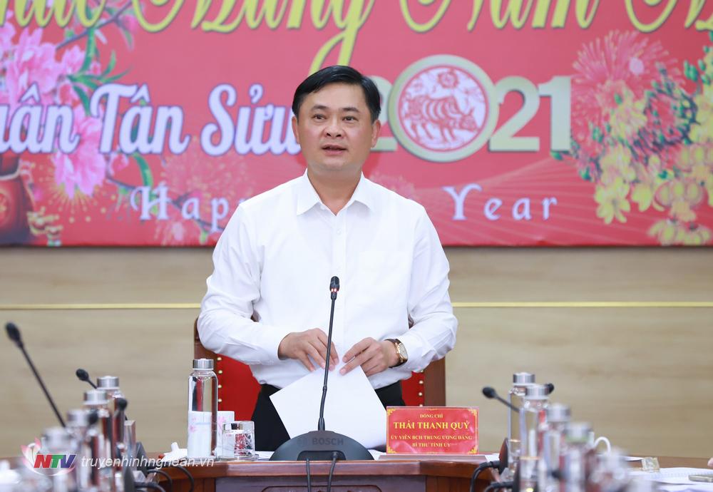Bí thư Tỉnh uỷ Thái Thanh Quý phát biểu kết luận cuộc họp.