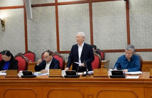 Tổng Bí thư, Chủ tịch nước Nguyễn Phú Trọng phát biểu tại cuộc họp.