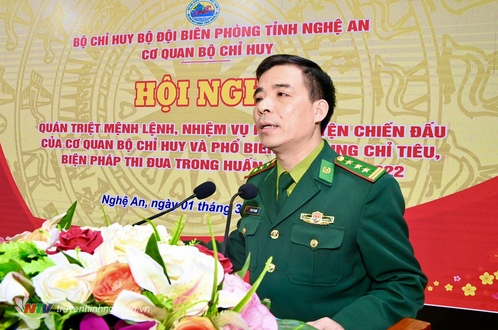 Thượng tá Phùng Đức Hưng, Phó Chỉ huy trưởng BĐBP tỉnh Nghệ An phát biểu chỉ đạo
