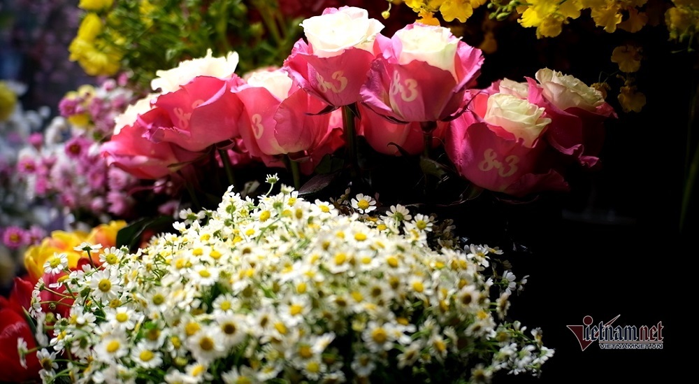 Mỗi bông hồng có chữ in trên cánh được bán với giá 200.000 đồng.