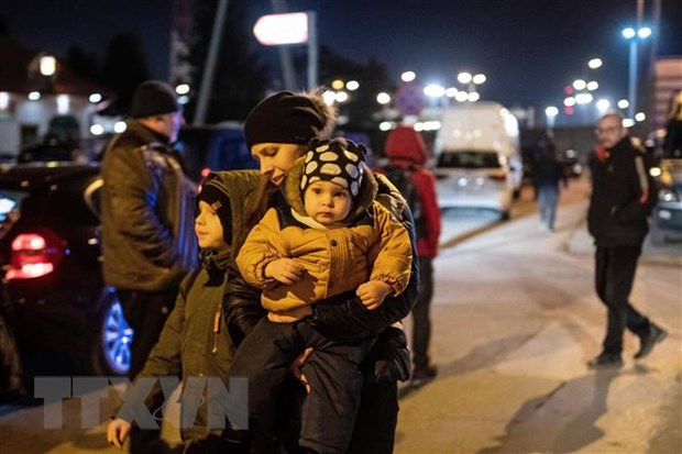 Người tị nạn Ukraine tại Hrebenne, khu vực biên giới Ba Lan và Ukraine, ngày 3/3. 