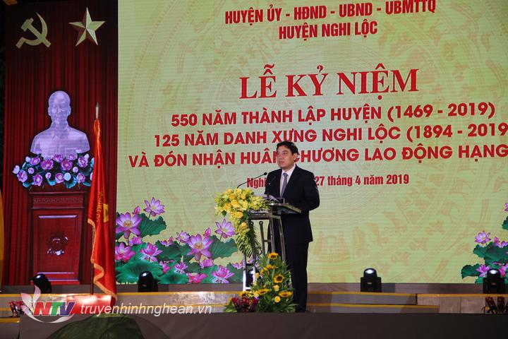 Bí thư Tỉnh ủy Nguyễn Đắc Vinh phát biểu tại lễ kỷ niệm.