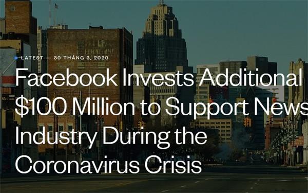 Facebook hỗ trợ ngành báo chí 100 triệu USD trong đại dịch Covid-19
