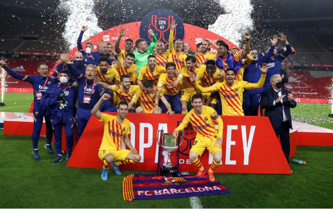 Barcelona có lần thứ 31 vô địch Cúp nhà Vua, và nhiều nhất trong lịch sử giải đấu này. Ảnh: AFP
