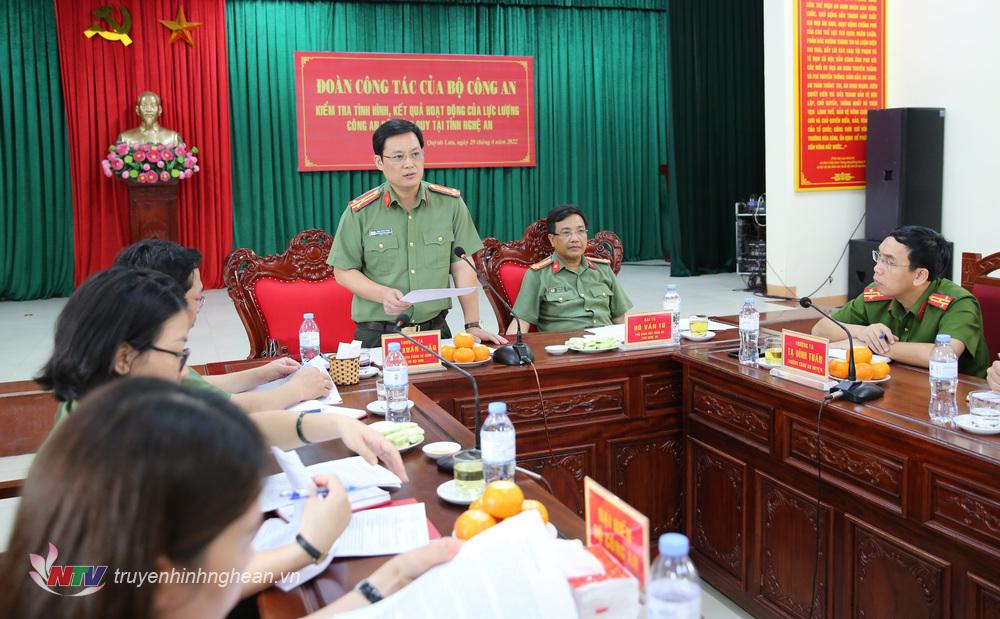 Thượng tá Mai Xuân Thảo, Phó Chánh văn phòng Bộ Công an kết luận buổi làm việc