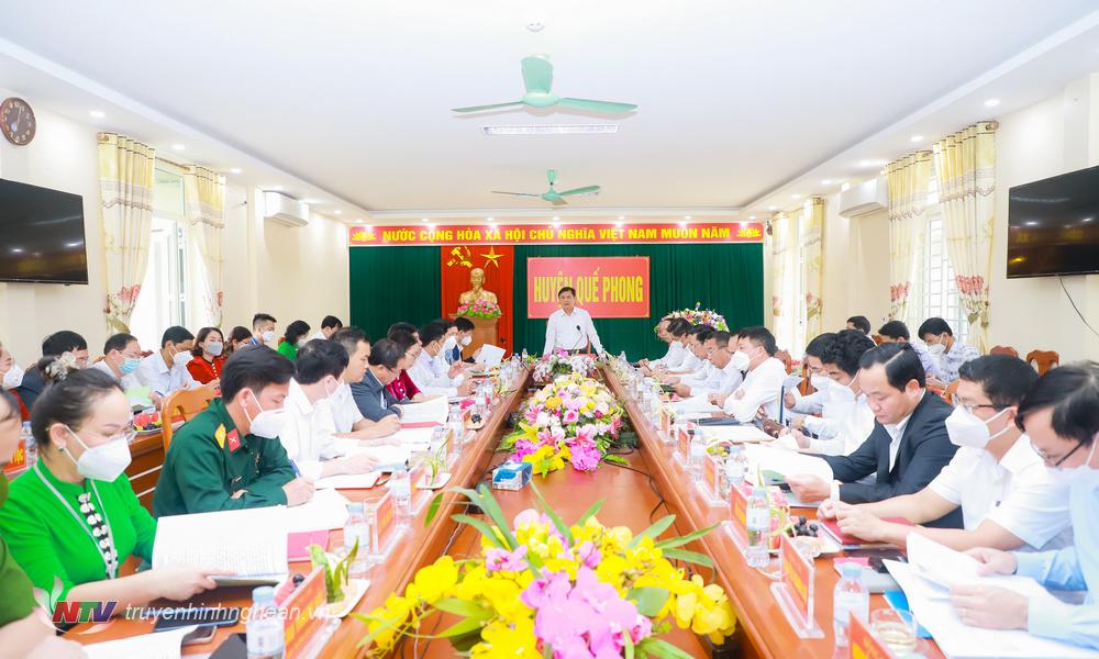 Bí thư Tỉnh ủy Thái Thanh Quý thăm và làm việc tại huyện Quế Phong