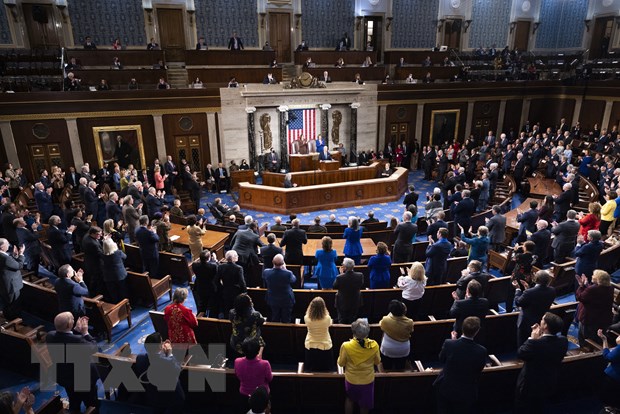 Toàn cảnh phiên họp Quốc hội Mỹ tại Washington, DC, ngày 1/3/2022. 