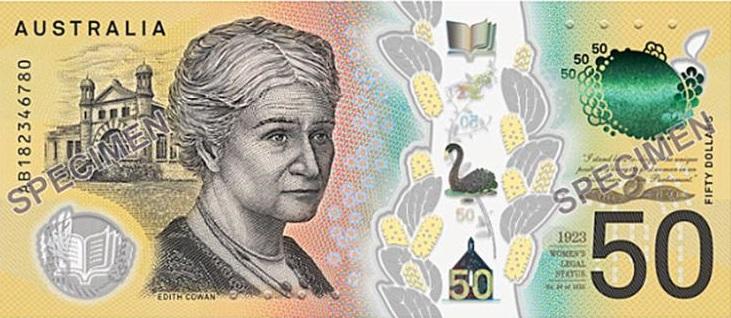 Đồng 50 đôla mới của Australia. 