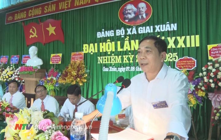 2.	Phó bí thư thường trực Huyện ủy Tân Kỳ Phan Văn Giáp phát biểu chỉ đạo tại Đại hội