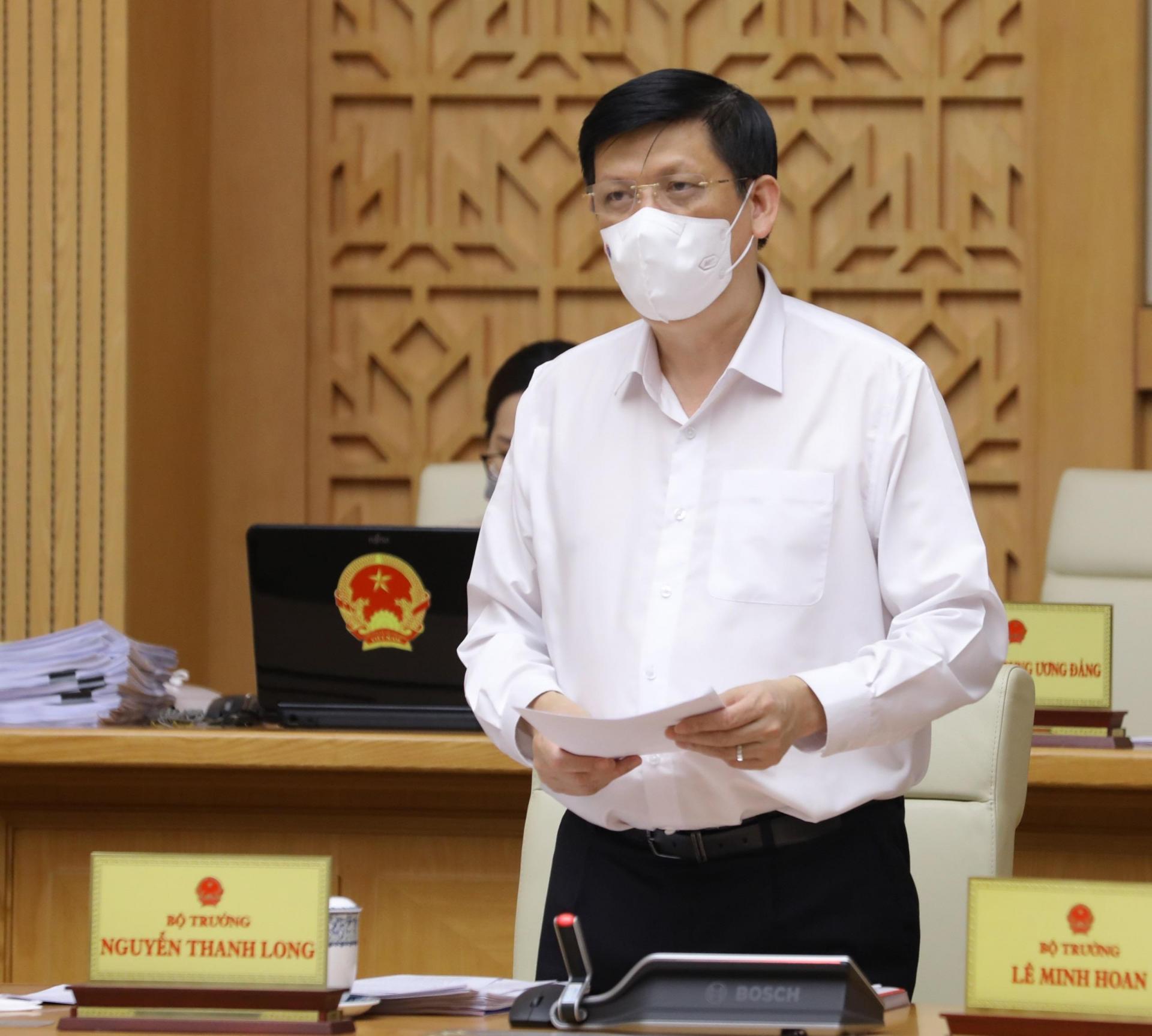 Bộ trưởng Bộ Y tế Nguyễn Thanh Long phát biểu tại cuộc họp Chính phủ thường kỳ sáng 5/5.