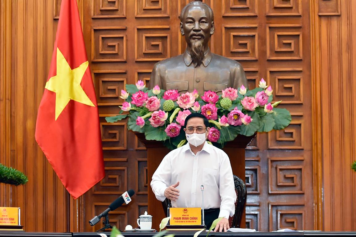 Thủ tướng Chính phủ Phạm Minh Chính phát biểu kết luận cuộc họp của Thường trực Chính phủ về phòng chống COVID-19, chiều 24/5.