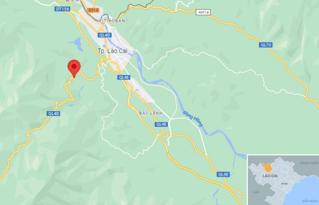 Sự việc xảy ra trên quốc lộ 4D đoạn qua xã Cốc San, thành phố Lào Cai, tỉnh Lào Cai. Ảnh: Google Maps.