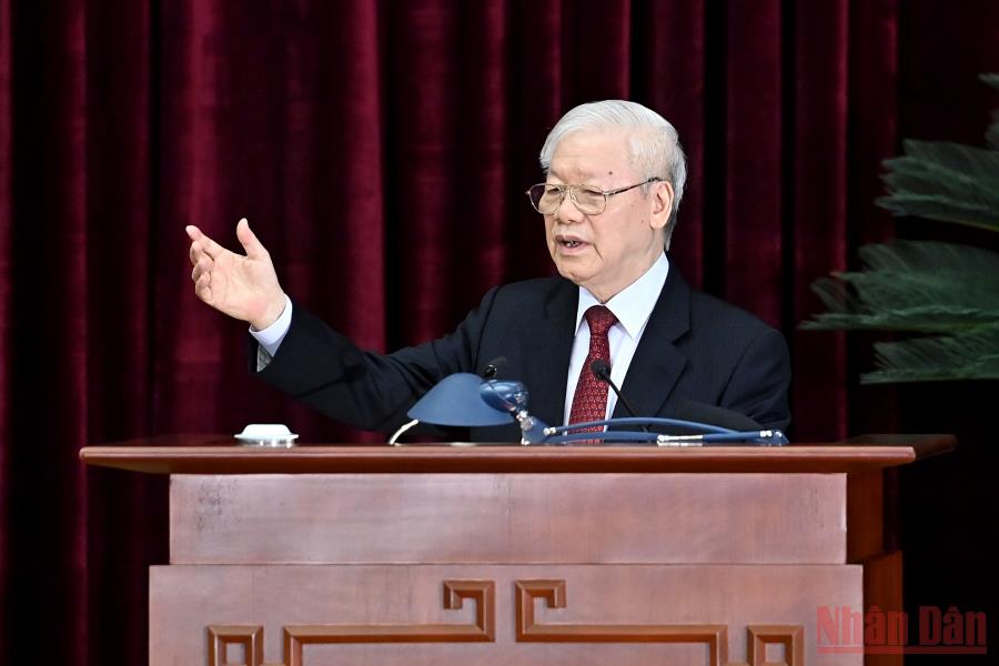  Tổng Bí thư Nguyễn Phú Trọng phát biểu bế mạc Hội nghị. 