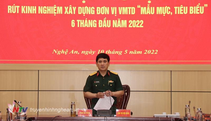 Thượng tá Phan Đại Nghĩa, Uỷ viên BTV Tỉnh uỷ, Chỉ huy trưởng Bộ CHQS tỉnh kết luận hội nghị.