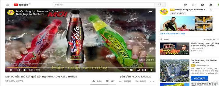 Quảng cáo của các nhãn hàng xuất hiện trong các video có nội dung phản động. Ảnh chụp toàn màn hình