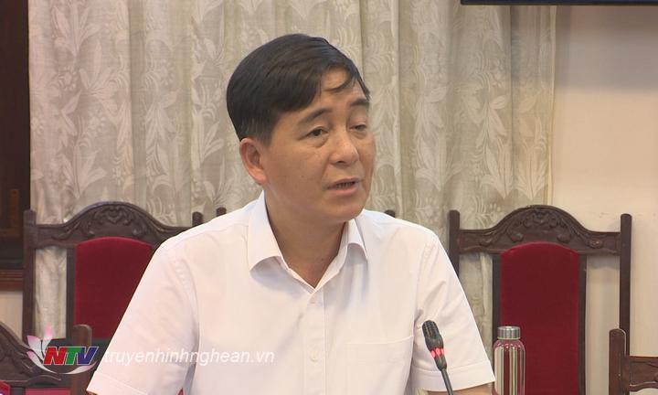 Bí thư Huyện ủy Diễn Châu Chu Thế Huyền phát biểu tại buổi làm việc.