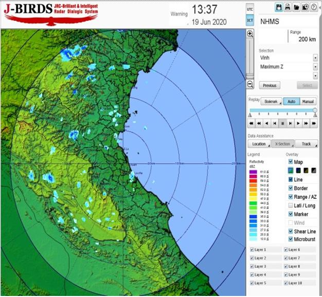 Ảnh radar JMA lúc 13h37