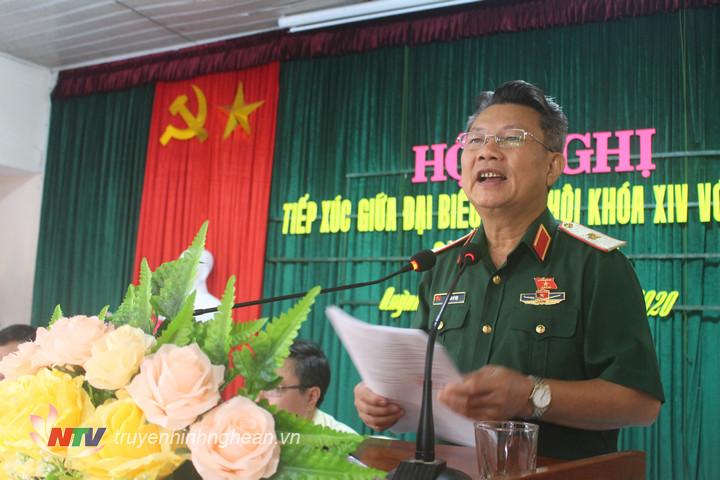 Thiếu Tướng Nguyễn Sỹ Hội - nguyên Phó Tư lệnh Quân khu 4 báo cáo nội dung kỳ họp thứ 9 Quốc hội khóa XIV