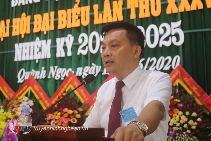 Đồng chí Lê Xuân Kiên - Phó Bí  thư Thường trực Huyện ủy Quỳnh Lưu phát biểu chỉ đạo tại đại hội