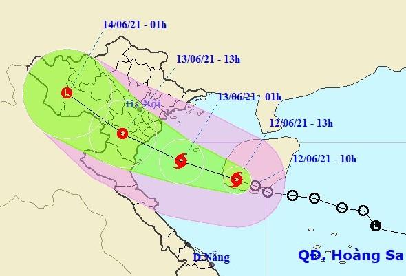 Dự báo vị trí và đường đi của bão số 2.