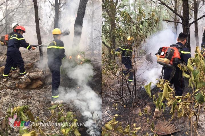 Cháy cánh rừng tại địa bàn xã Quỳnh Lập, TX Hoàng Mai chiều 23/6.