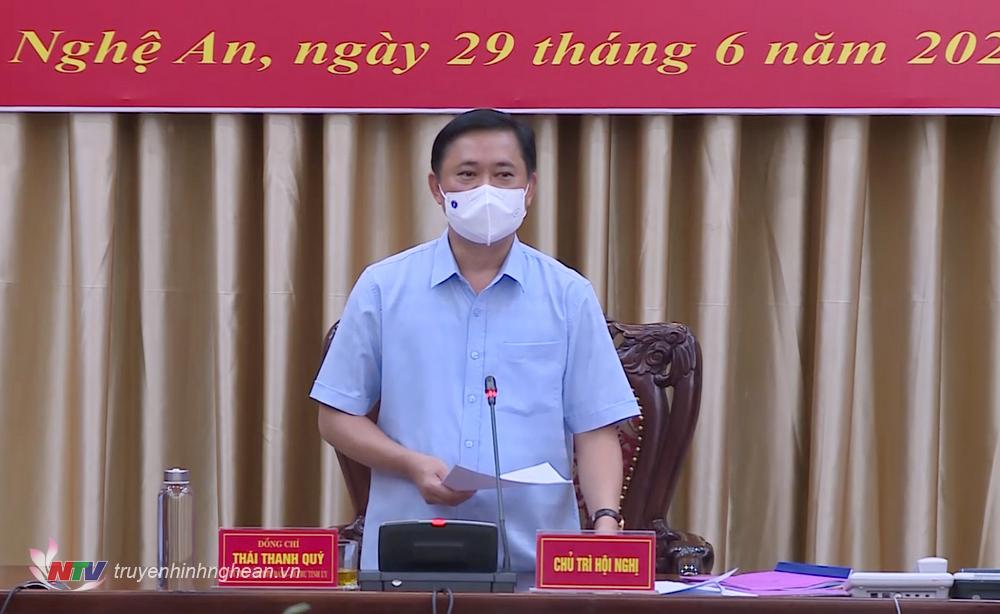 Bí thư Tỉnh uỷ Thái Thanh Quý phát biểu kết luận hội nghị.