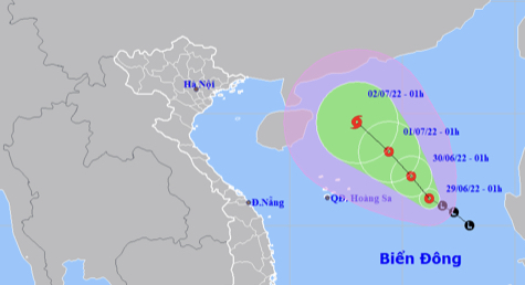 Dự báo đường đi và vùng ảnh hưởng của áp thấp nhiệt đới trong 4 ngày tới.