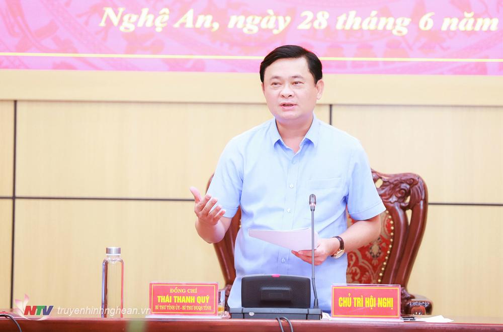 Bí thư Tỉnh ủy, Bí thư Đảng ủy Quân sự tỉnh Nghệ An Thái Thanh Quý kết luận hội nghị.