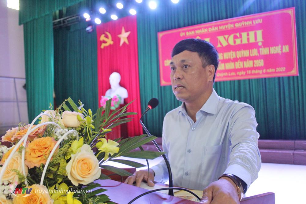 Chủ tịch UBND huyện Quỳnh Lưu Hoàng Văn Bộ phát biểu tại lễ công bố