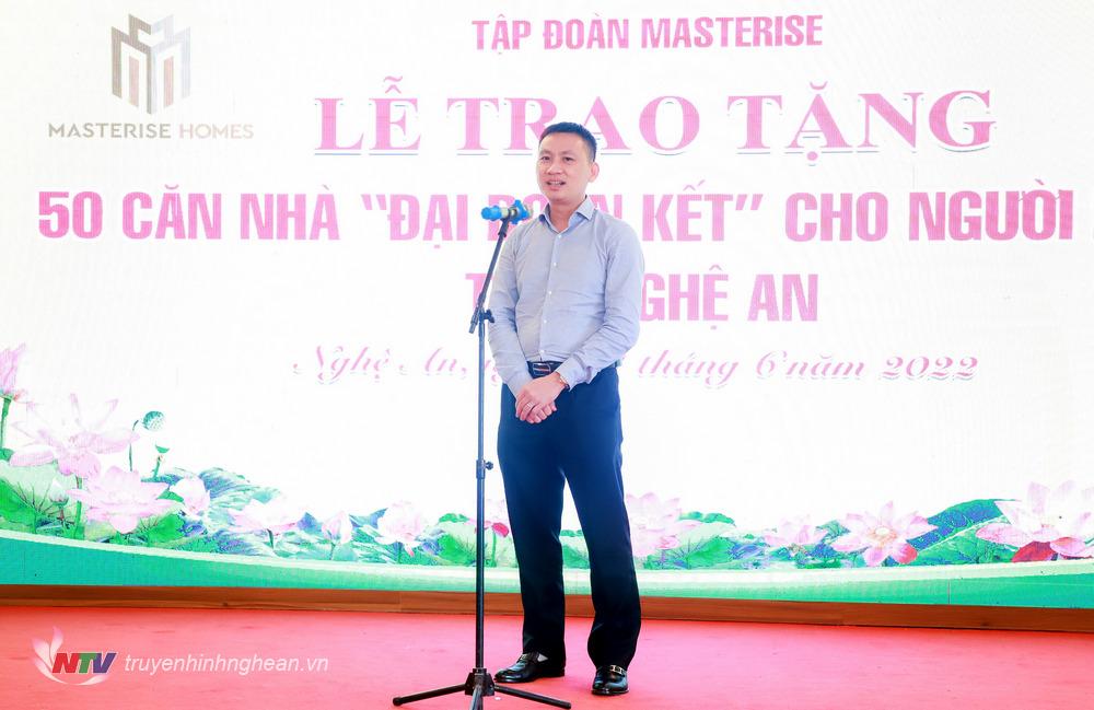Ông Trần Quốc Hoài - Phó Tổng Giám đốc Tập đoàn Masterise phát biểu tại Lễ trao tặng.