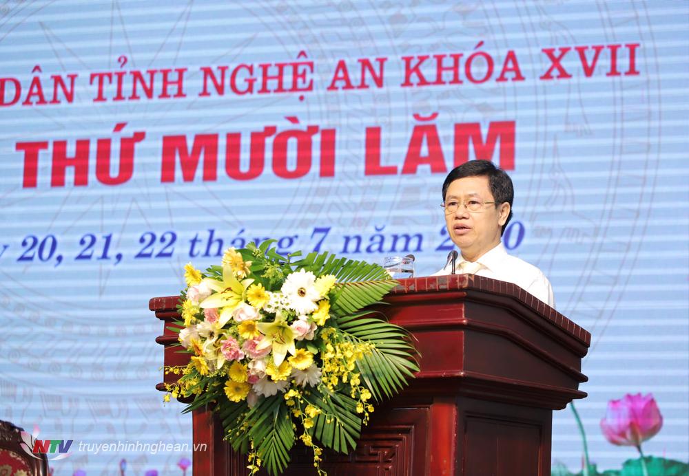 Đồng chí Nguyễn Xuân Sơn - Phó Bí thư Thường trực Tỉnh uỷ, Chủ tịch HĐND tỉnh phát biểu bế mạc kỳ họp.