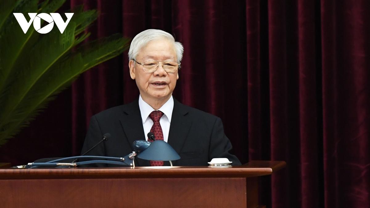Tổng Bí thư Nguyễn Phú Trọng phát biểu khai mạc Hội nghị Trung ương 3. 