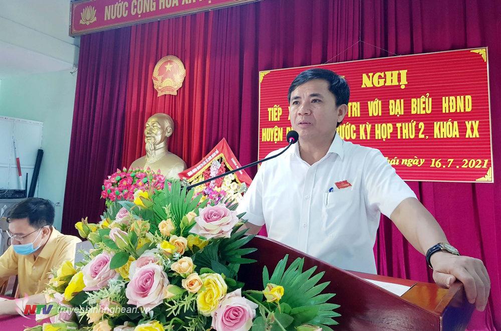 Ảnh: HDDN-Aquang: Ông Hà Xuân Quang, Bí thư Huyện ủy- Chủ tịch HĐND huyện đã trả lời về một số ý kiến mà cử tri quan tâm