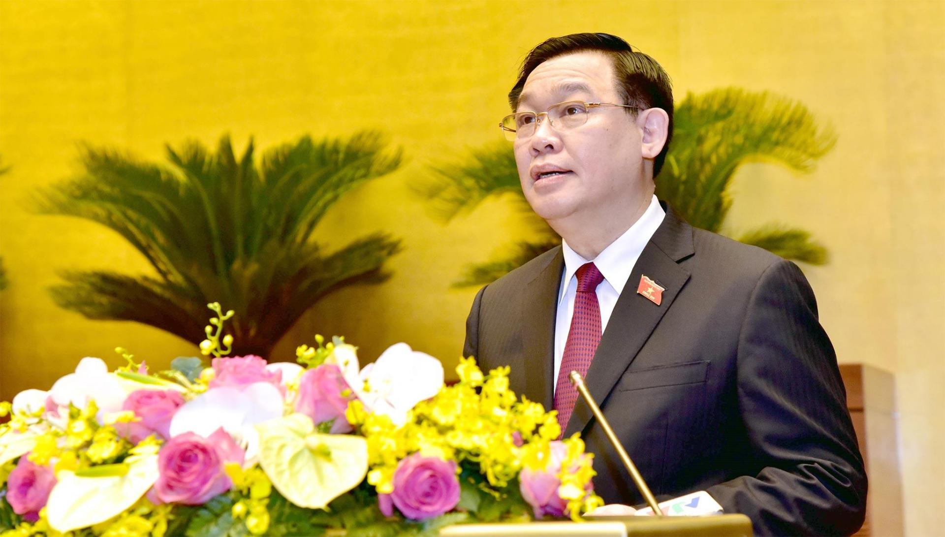 Chủ tịch Quốc hội, Chủ tịch Hội đồng Bầu cử quốc gia Vương Đình Huệ phát biểu khai mạc Hội nghị