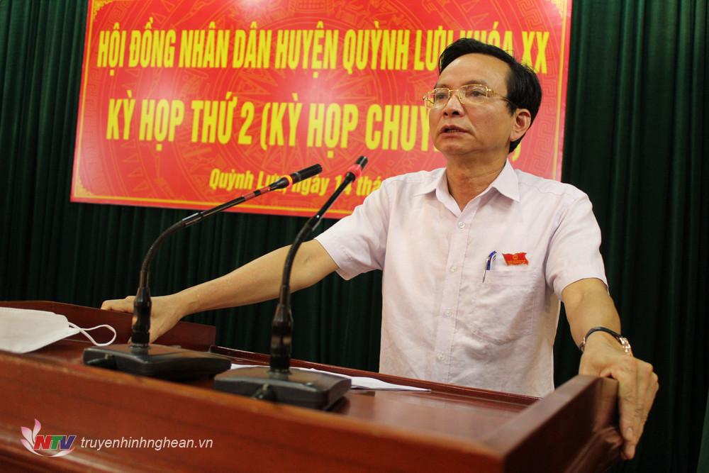 Ông Hoàng Danh Lai – Bí thư Huyện ủy – CT HĐND huyện phát biểu khai mạc kỳ họp