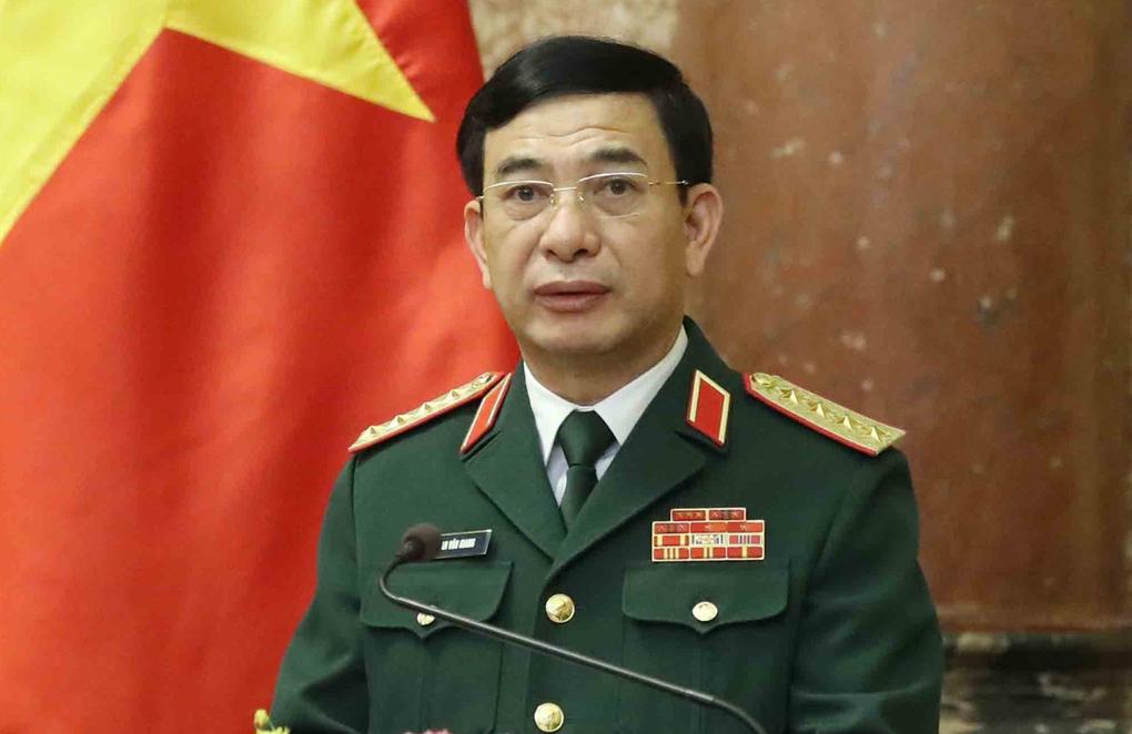 Bộ trưởng Quốc phòng Phan Văn Giang tại lễ công bố, trao quyết định thăng quân hàm từ Thượng tướng lên Đại tướng, chiều 12/7.