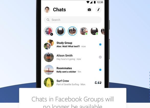 Facebook thông báo dừng tính năng chat trong các trang nhóm. Ảnh chụp màn hình.