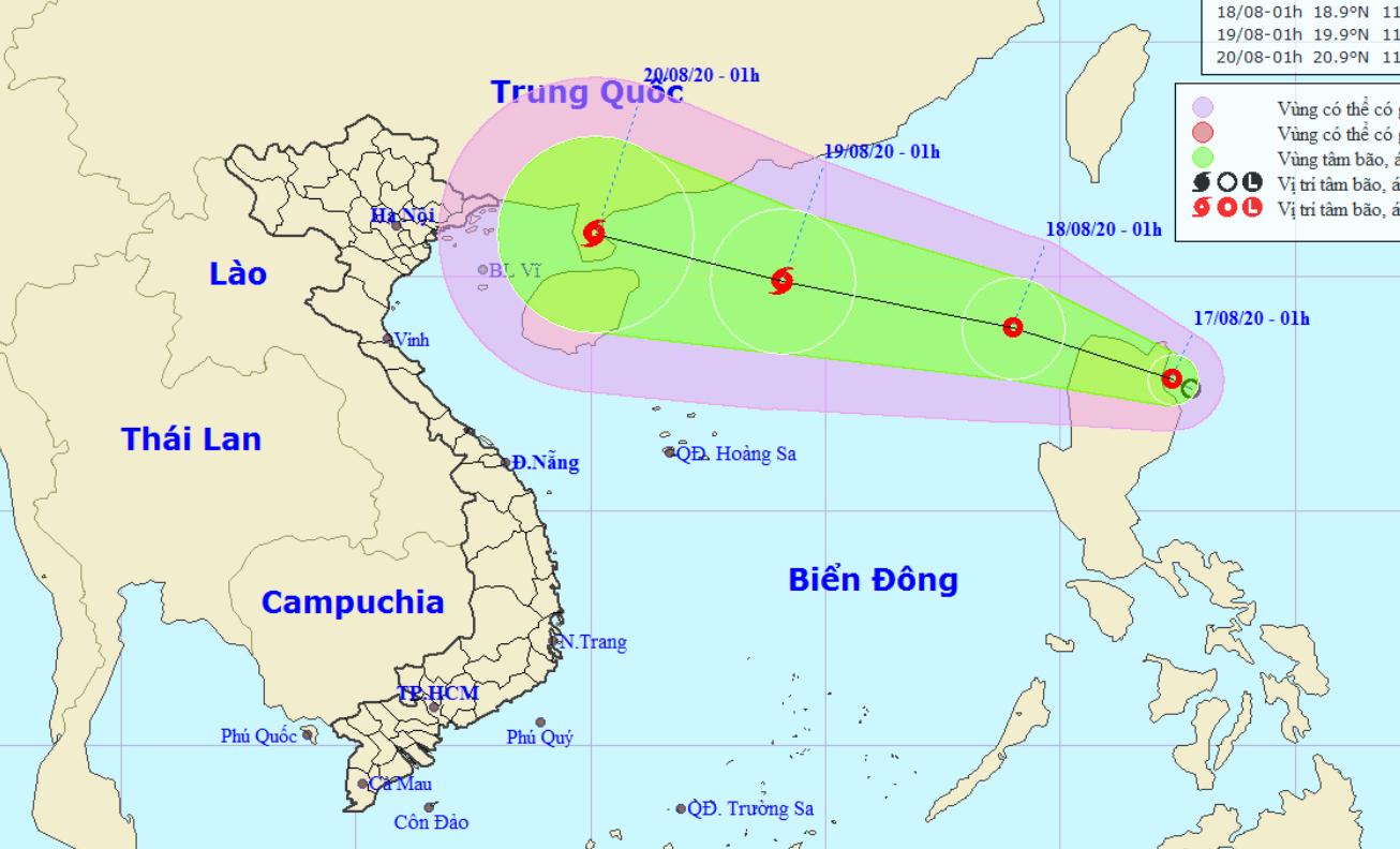Vị trí và đường đi của áp thấp nhiệt đới. Nguồn: NCHMF