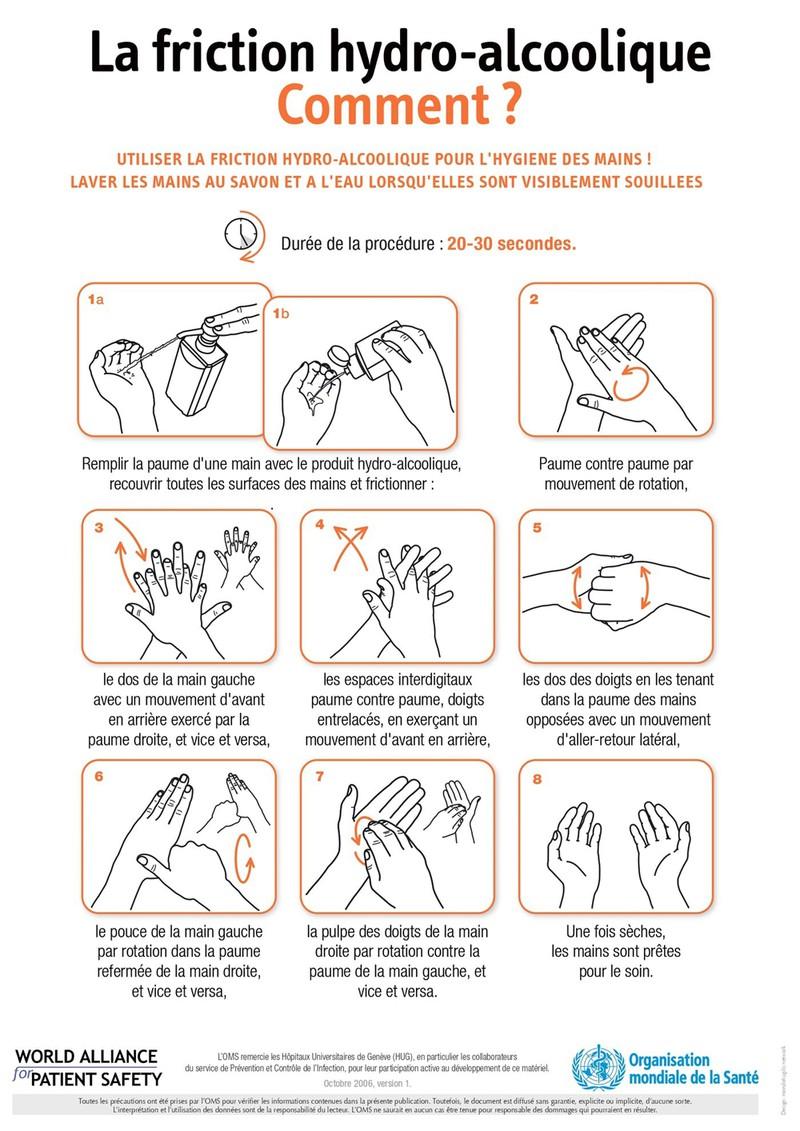 Quy trình rửa tay đúng cách theo hướng dẫn của Tổ chức Y tế thế giới.