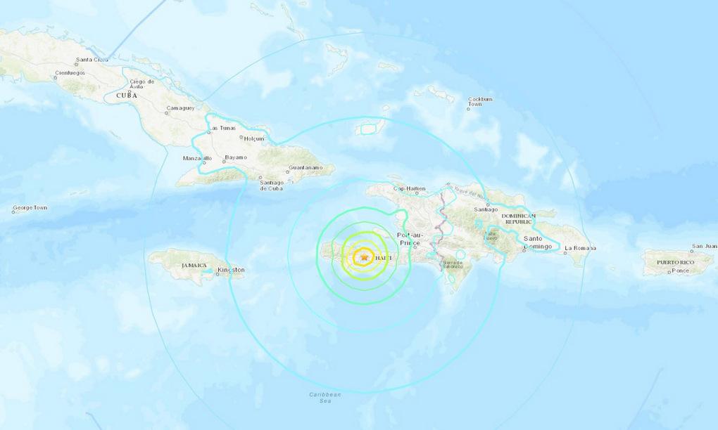 Vị trí tâm chấn trong trận động đất ở Haiti ngày 14/8. Đồ họa: USGS.