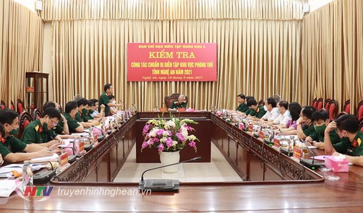 Quân khu 4 kiểm tra công tác chuẩn bị diễn tập khu vực phòng thủ tỉnh Nghệ An năm 2021