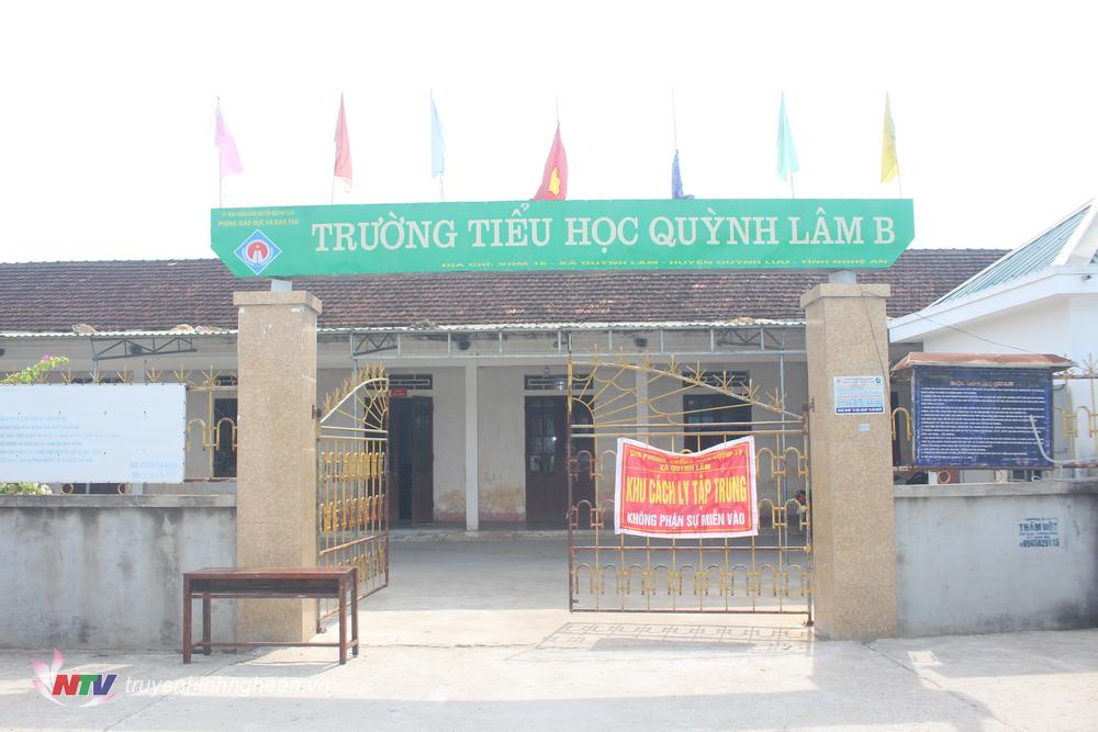Trường Tiểu học B Quỳnh Lâm, khu vực cách ly tập trung của xã.