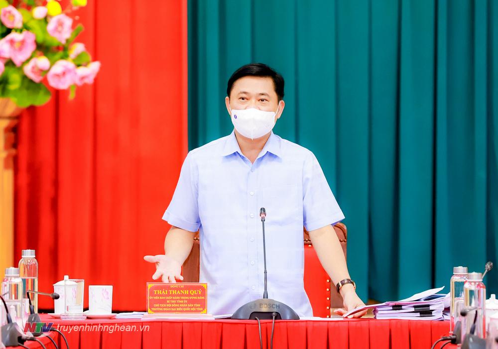 Bí thư Tỉnh ủy Thái Thanh Quý phát biểu kết luận nội dung cuộc làm việc.