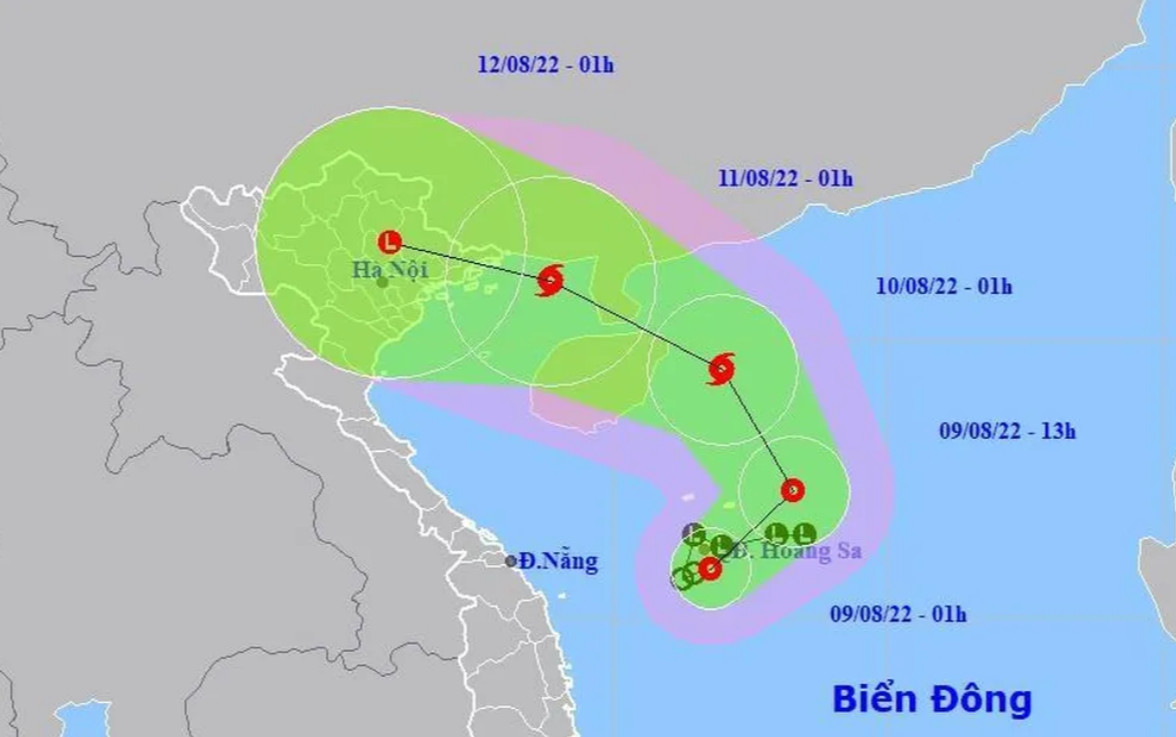 Dự báo mới nhất về đường đi và vùng ảnh hưởng của áp thấp nhiệt đới trên Biển Đông.
