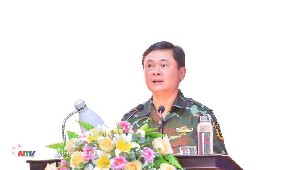 Bí thư Tỉnh ủy, Trưởng ban Chỉ đạo diễn tập Khu vực phòng thủ tỉnh Nghệ An Thái Thanh Quý phát biểu tại hội nghị tổng kết