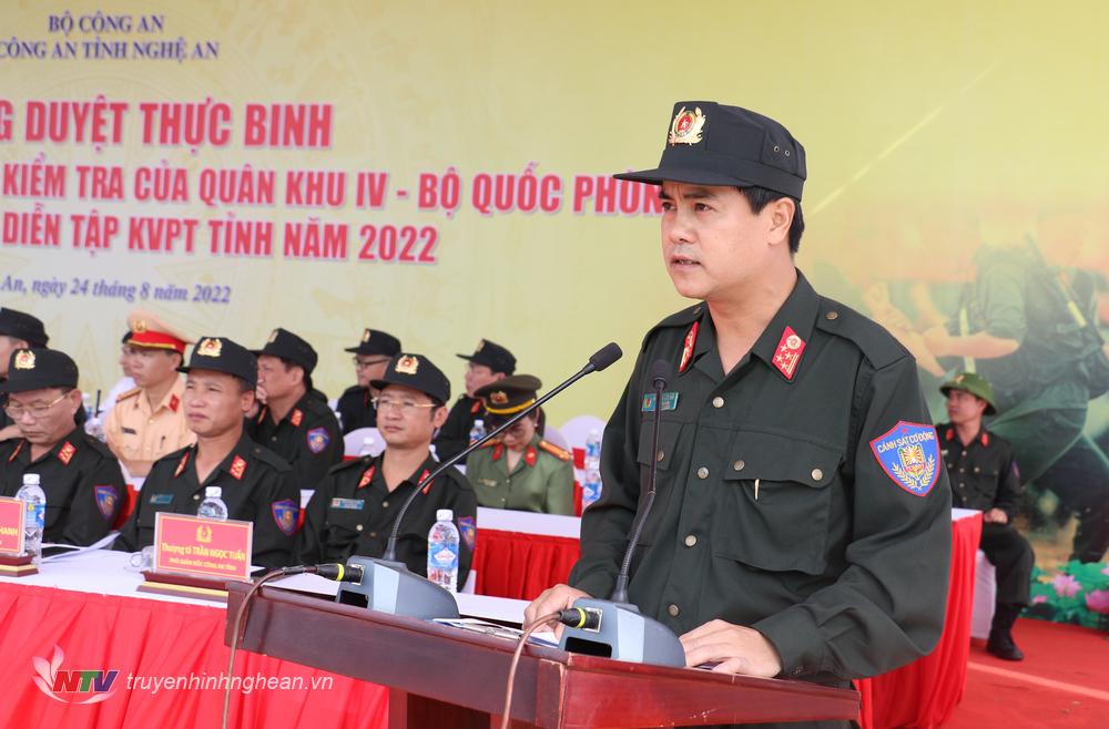 Đại tá Nguyễn Đức Hải phát biểu tại buổi lễ tổng duyệt.