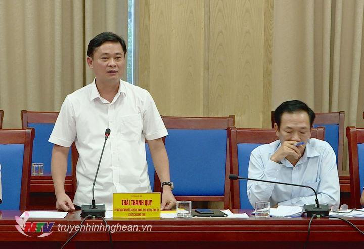 Chủ tịch UBND tỉnh Thái Thanh Quý phát biểu tại cuộc làm việc.