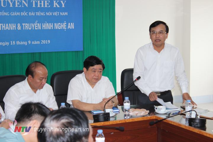 Đồng chí Nguyễn Như Khôi - Tỉnh ủy viên, Giám đốc Đài PT-TH Nghệ An phát biểu tại buổi làm việc.