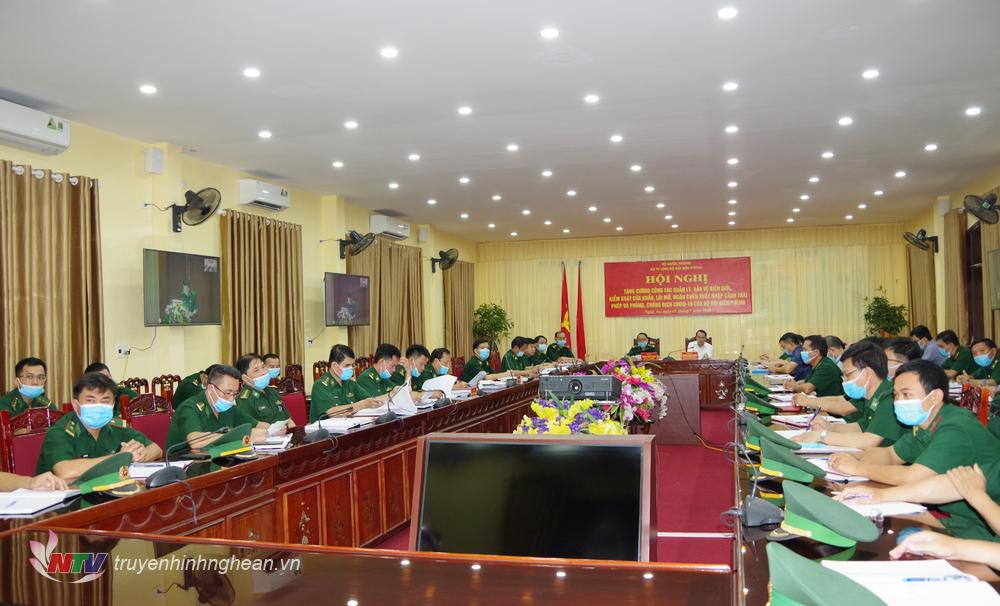 Toàn cảnh hội nghị tại điểm cầu Bội đội biên phòng tỉnh Nghệ An.